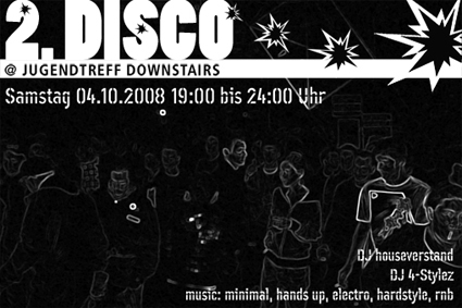 disco event (jugendtreff downstairs) - design for flyer by heike kastler